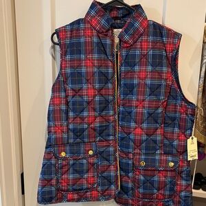 St. John's Bay Quilted Plaid Vest in Red & Navy